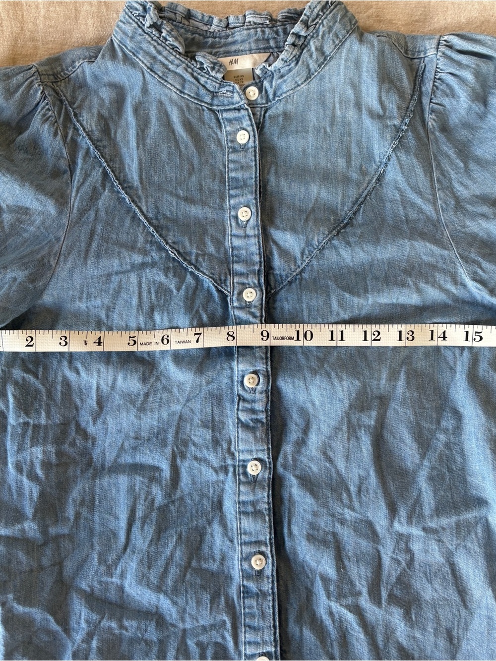 H&M Light Denim Ruffled Collar Button Blouse - Picture 3 of 4